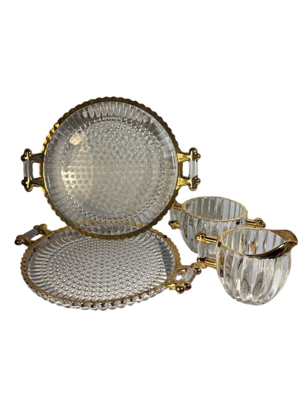 Jeannette Glass National Cream and Sugar Dish & 2 Trays 8" Diameter (Dessert Pla
